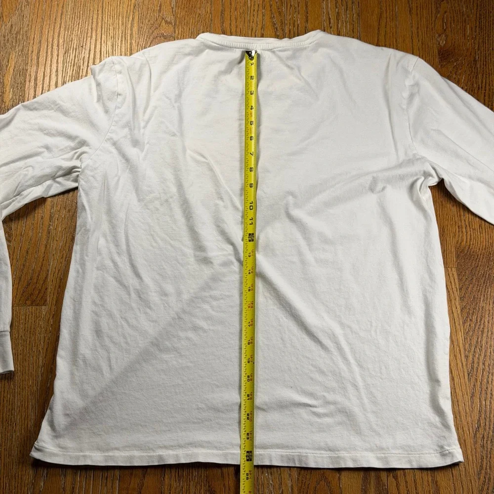 Polo Ralph Lauren Mens White Long Sleeve Pocket T-Shirt Navy Blue Pony Logo L